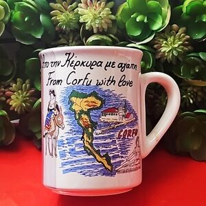 From Corfu GREECE With Love White Ceramic Souvenir Mug Map Design